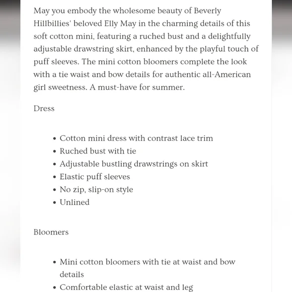 Selkie Beverly Hillbilly Dress And Bloomer Set - Picture 9 of 10